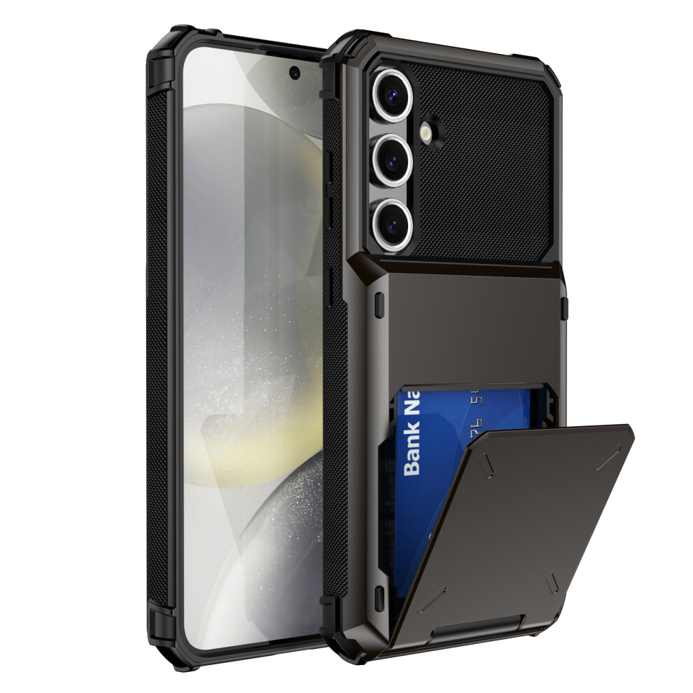 Allytechgroup Case For Samsung Galaxy S24 Fe Â Flip Cover With Screen Protector & Credit Card Slot, Non-Slip Shockproof, Gray 9479868007741