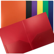 7er-Pack robuste Kunststoffmappen mit 2 Fächern für Papier im Format DIN A4, verschiedene Farben, Kunststoffmappen für Büro und Schule