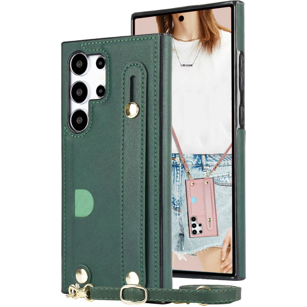 Ccsmall Crossbody Case For Samsung Galaxy S25 Ultra Â Card Slot, Adjustable Strap, Wristband & Kickstand Â Kb Green 9479868008595