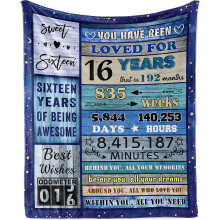 Sweet 16 Birthday Decorative Blanket for Boys and Girls 30x40in