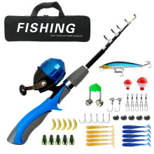 Portable Telescopic Fishing Rod Kit with Reel & Carry Bag Compact Lightweight for Beginners Youth Travel Freshwater Saltwater