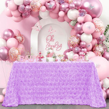Stereoscopic Rose Round Tablecloth 120cm – Polyester, Water-Resistant, for Wedding, Hotel, Valentine’s Day & Events