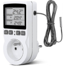 Digital Heating Cooling Thermostat Socket for Greenhouse and Farm, LCD Temperature Controller 230V - Terrarium Temperature Controller (Socket)