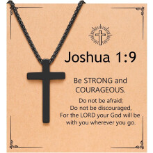 Black Cross Necklace for Men Stainless Steel 18-20 Inch