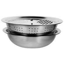 3 Sets of Stainless Steel Basin Grater Multifunctional Colander Basin Grater Set Washing Strainer Basin