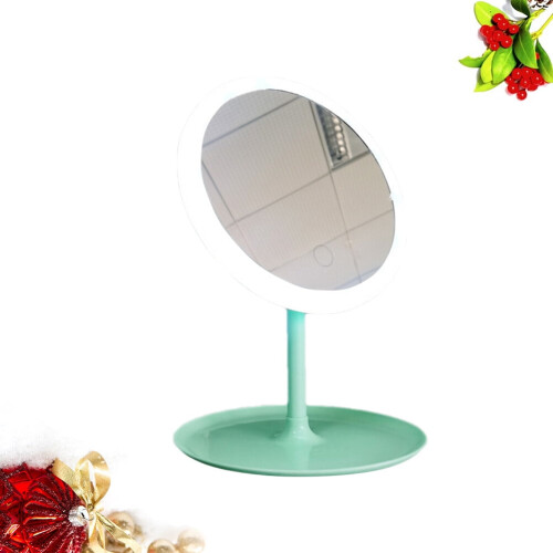 FRCOLOR LED Desk Makeup Mirror Rechargeable USB Three-Color