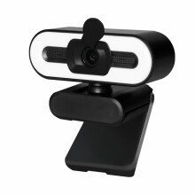 1080P Webcam with Ring Light & Mic, USB Streaming Camera for PC/Mac, Compatible with Zoom/Skype/Teams/Twitch, Includes Privacy Cover & Tripod