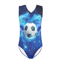 Blue Fire Football Bathing Suit One Piece Quick Dry Kids Girls Swimsuit Tankini Size 5-6 Y Lightweight V-Neck Gymnastic Leotards Bikini