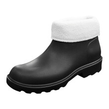 Women's Ankle Rain Boots 2024 Korean Style, Detachable Plush, EVA Light Sole, Arch Support — Compatible with Standard Sizes
