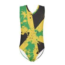 Size 11-12 T Girls Swimsuit One Piece Quick Dry Kids Beach Bathing Suit Splash-Ink Jamaica Flag Soft V Neck Swimwear Body Suits