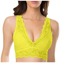 Push Up Lace Bra for Women Wireless Push Up Bralettes Yellow 3XL