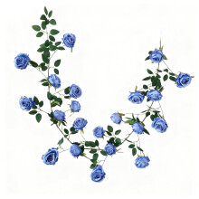 Blue Artificial Rose Silk Flower Vine Garland, 180 cm