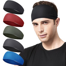 Diadema deportiva Soumake para hombre, transpirable, ancha, de secado rápido, color liso, para correr y ciclismo.