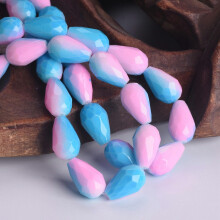 Rainbow Colorful Coated 12x8mm 15x10mm Teardrop Faceted Opaque Glass Loose Beads-Blue Pink-12x8mm (30pcs)