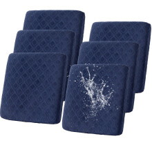 Topchances - Conjunto de 6 capas elásticas para almofadas de jardim, capas impermeáveis de substituição para móveis de jardim (azul marinho)