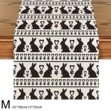 Easter Tablecloth 72"x13", Bunny Watercolor & Buffalo Check Plaid, Spill-Proof Oblong Table Cover for Dining Room