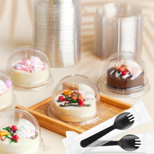 50 stk. mini-Bundt-kakebeholdere – klare plastbokser med kuppellokk og skje, til kjeks, jordbær og månekake (kompatibel med