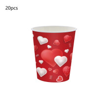 Vajilla desechable para el Día de San Valentín, 20 vasos desechables de papel con forma de corazón, artículos para fiestas de bodas y el Día de