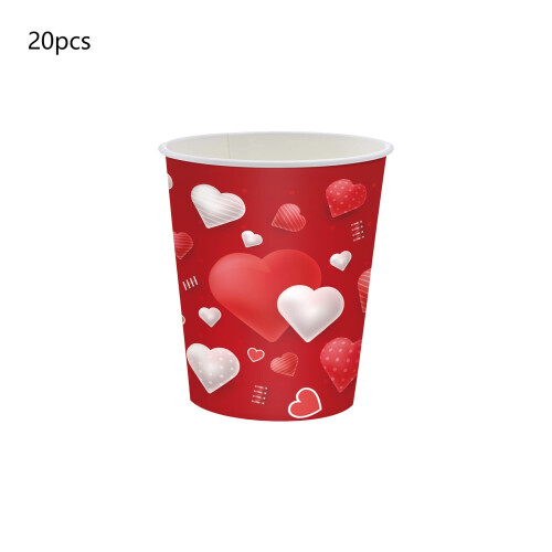 Valentinsdag engangsservicesæt røde paptallerkener