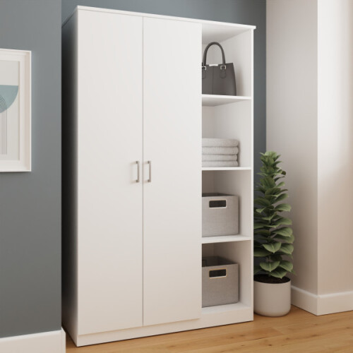 BAILEY 2 DOOR 4 SHELF WARDROBE WHITE 1