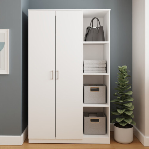 BAILEY 2 DOOR 4 SHELF WARDROBE WHITE