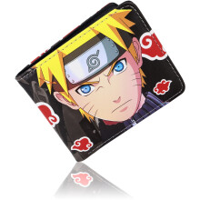Peňaženka Anime Akatsuki Red Cloud Uzumaki Naruto, tenká, dvojskladacia, viacúčelová, z umelej kože