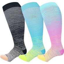 3 pares de meias de compressão plus size para mulheres e homens, 20-30 mmHg, extra largas, até o joelho, com suporte para circulação, tamanho 3XL.