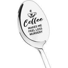 Cuillère à café gravée, cadeau idéal pour les amateurs de café – Compatible avec toutes les tasses, parfait pour un anniversaire, Noël,
