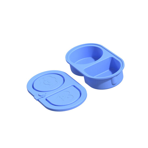 2 Section Silicone Spices Container Snacks Storage Box For-Blue