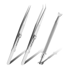 3 Pack Diamond Tweezers Jewelers Holder Pick Tool Stainless Steel Tweezers Diamond Claw Tweezers Gems Tweezer