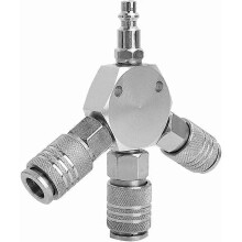 Compressed Air Y Splitter - Quick Connect - 3 Way - Pneumatic Connector - Quick Connect - 1/4 F-NPT