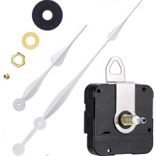 (silver) High Torque Long Shaft Clock Movement Mechanism With 12 Inch Long Spade Hands (black) H