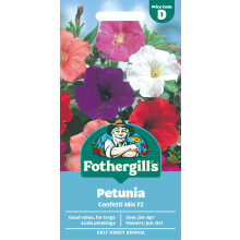 Fothergill's Petunia Confetti Mixed F2 Flower Seeds, 750 Seeds, Sow: Jan-Mar