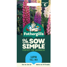 Fothergill's Oh Sow Simple, Lupin Tall Mix Flower Seeds, Sow: Jan-Mar, Purple/Blue/White