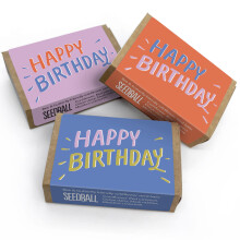 SEEDBALL Happy Birthday Wildflower Seed Bombs (Pack of 3, 6 Balls per Box) | Eco Friendly British Wild Flower Seeds, A Different Seed Mix in Each Box
