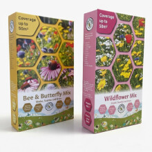 Pretty Wild Seeds Bee & Butterfly/Wildflower Mix Boxes | 2x50m2 Twin Pack, 100m2 Coverage | Wildflower Seed Mix Attracts Bees and Butterflies UK