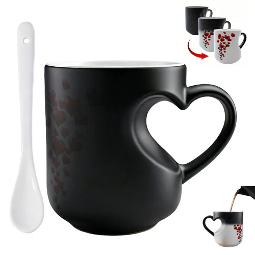 Temperaturempfindliche Keramiktasse, 325 ml, mit herzförmigem