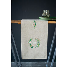 Vervaco Embroidery Kit Table Runner Embroidery Set Adults Pre-Printed Love Embroidery Runner for DIY Embroidery Pre-Drawn Blanket Embroidery Kit Flat