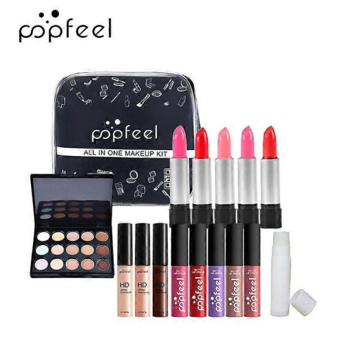 POPFEEL Makeup Kit Cosmetics Kit Eyeshadow Lipstick Powder Puff Concealer