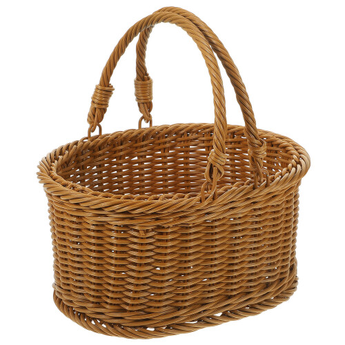 Durable Light Brown Handwoven PP Woven Picnic Basket with Handle 2