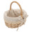 2Pcs Rustic Wicker Picnic Basket Handheld Khaki Linen Storage Basket 3