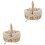 2Pcs Rustic Wicker Picnic Basket Handheld Khaki Linen Storage Basket 5