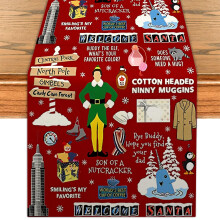 Elf Christmas Table Runner Xmas Elf Movie Kitchen Dining Table Centerpiece Funny Winter Xmas Decor Merry Christmas Decorations for Home-72 Inches Long