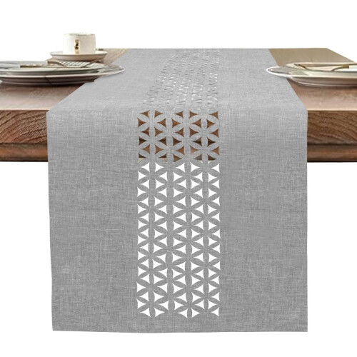 BAZIOE Linen Table Runner - Modern Grey Washable Table Decoration 35x183cm