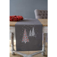 Vervaco Printed Table Runner Christmas Trees, Assorted
