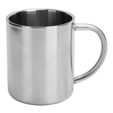 Mug de voyage/camping en acier inoxydable poli miroir, sans danger pour la santé, anse épaisse, compatible lave-vaisselle, surface plane, tasse