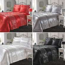 London Dream Luxurious Satin Silk Sequin Runner Bedding, MicroFibre Shimmer Glamour Runner Bedding (Silver)