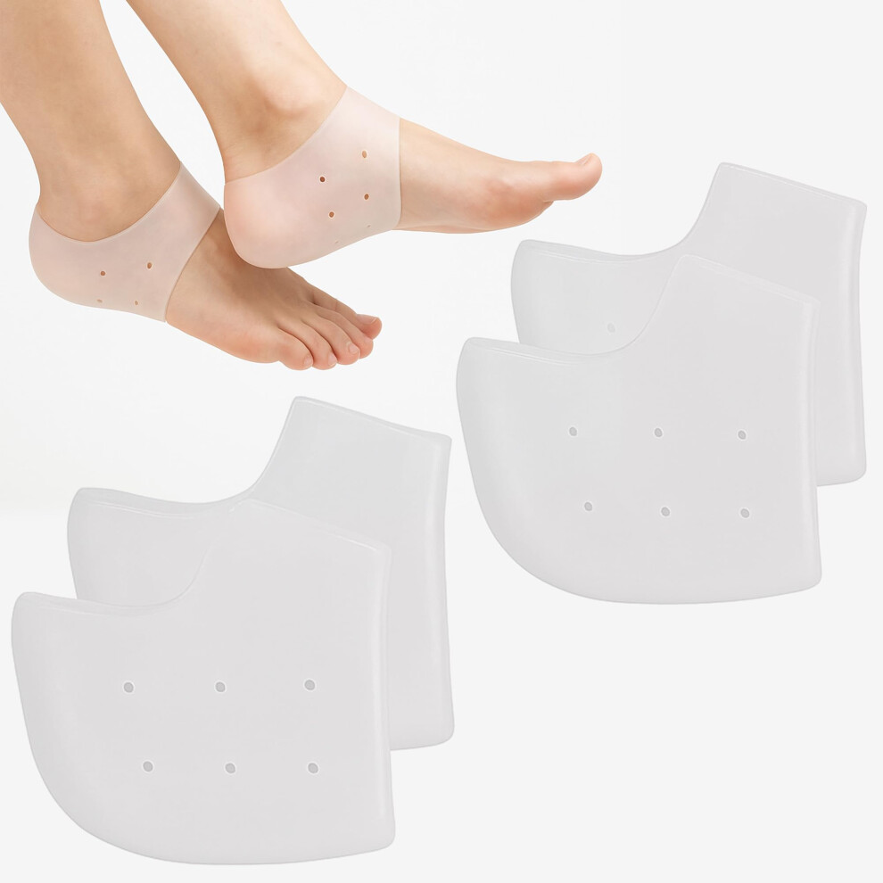 Ariati Silicone Heel Protectors ? 4-Pack Soft Gel Heel Cups & Ankle Guards For Plantar Fasciitis Relief, Blister Prevention, Pain Relief & Breathable