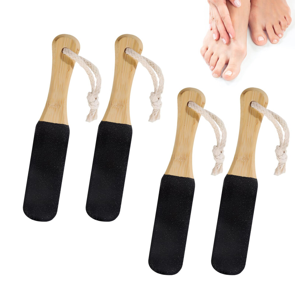 Kikaword 4 Pcs Foot Scrubber Hard Skin,Pumice Stone Exfoliating Pedicure Rasp Foot Scrubber With Wooden Handle, Double-Sided Pumicestone For Dry Dead Skin