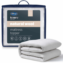Silentnight Natural Wool Collection Mattress Topper Super King Bed - Luxury Temperature Regulating Breathable Mattress Cover Pad with Cotton Cover and